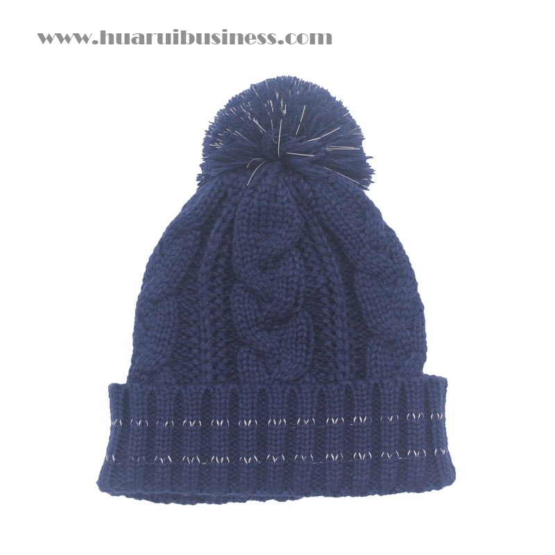 gorro, gorro, tuque, unisex, gorro de invierno con pompones, puños con rayas reflectantes, pompones con efecto reflectante